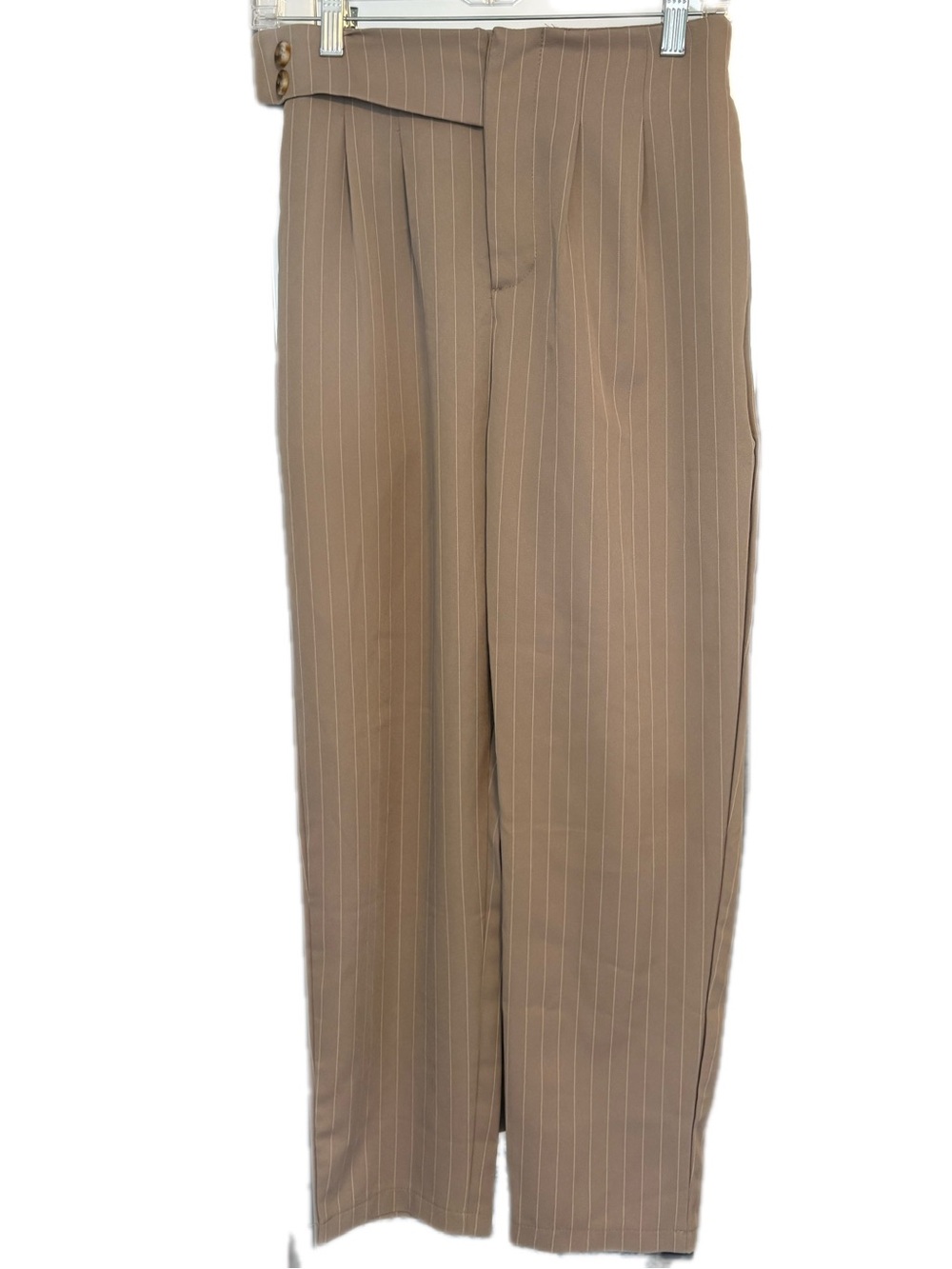 SHEIN Brown Pinstripe High-Waist Trousers